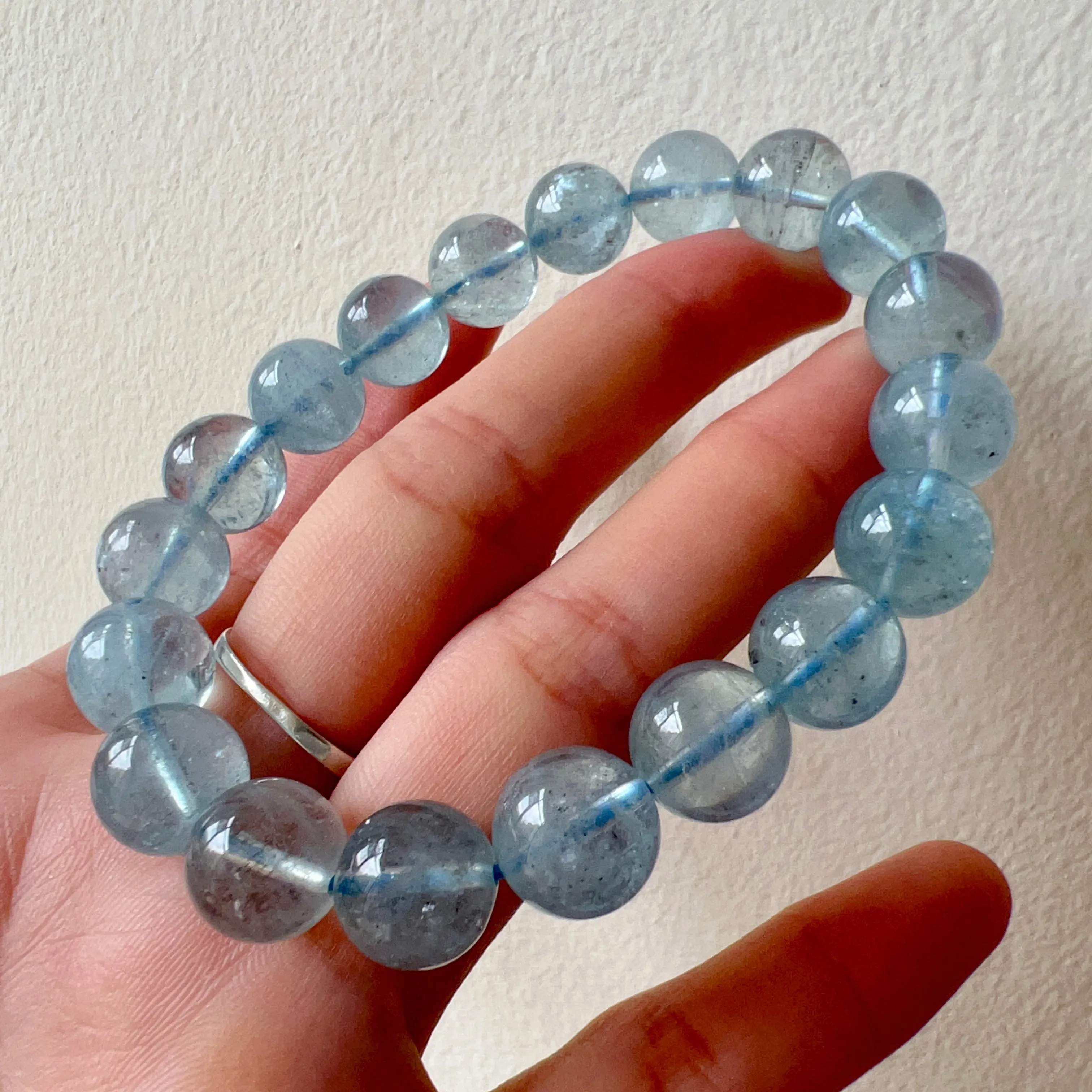 10.7mm Aquamarine Bracelet from Brazil Old Mine Sparkling Crystal | March Birthstone Pisces