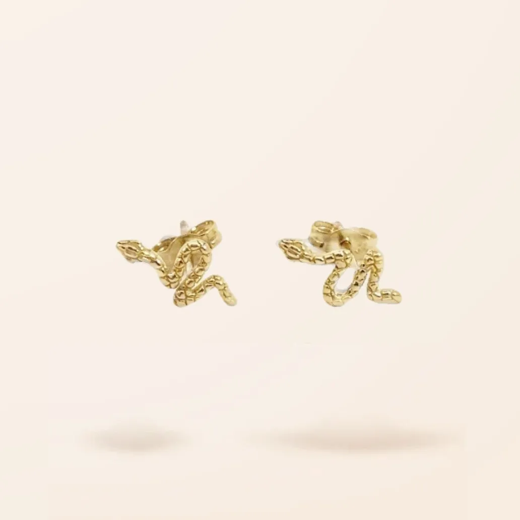 10K Gold Snake Stud Earrings