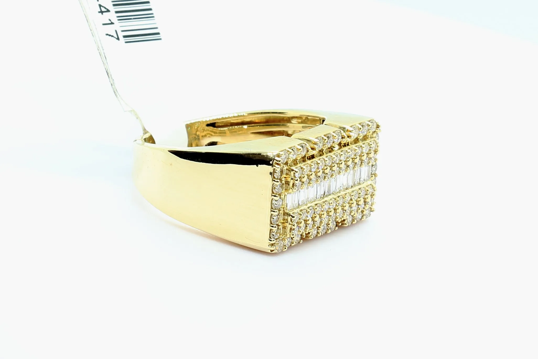 10K Yellow Gold Square Bagattie Ring