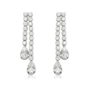 14K Double Strand Lab Grown Diamond Tennis Teardrop Earrings