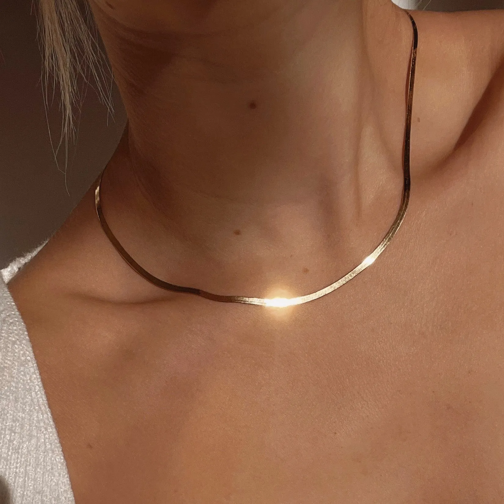 14k Herringbone Necklace