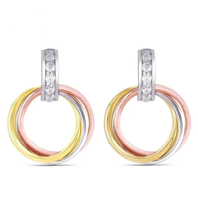 14k White, Yellow, and Rose Gold Moissanite Hoop Earrings