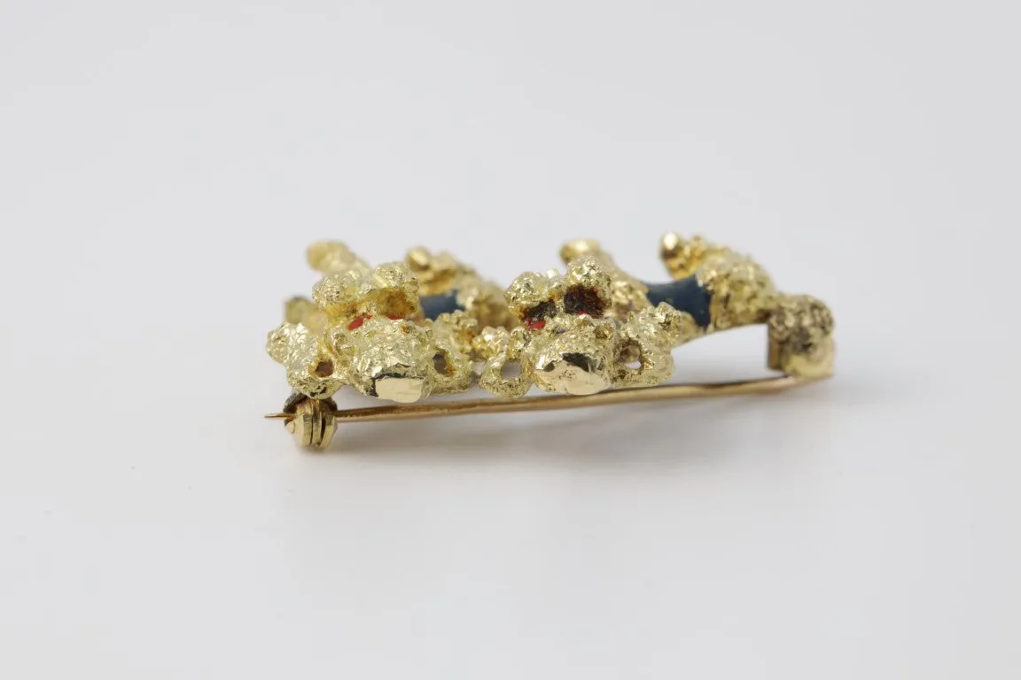 18k Yellow Gold Two Poodle Pin from Brazil (12.20g.)