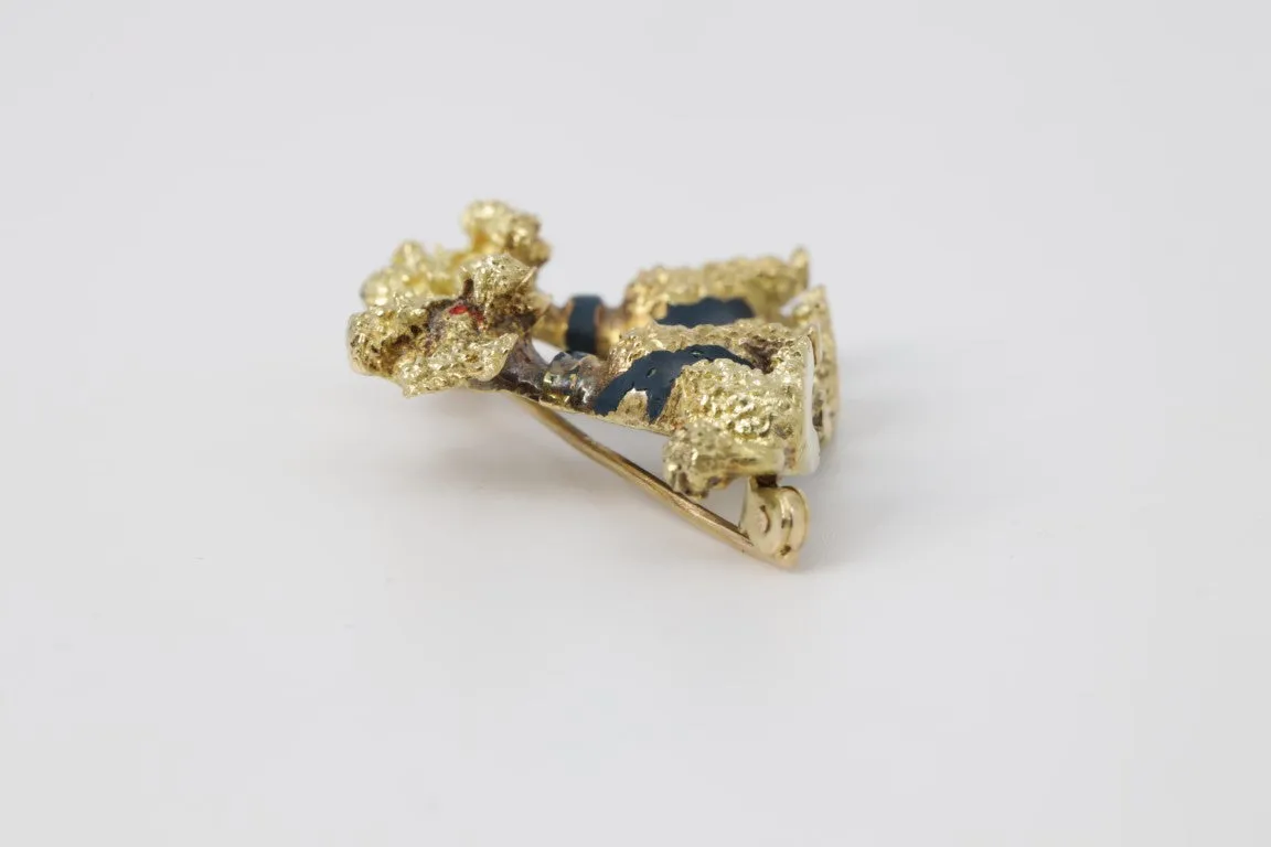 18k Yellow Gold Two Poodle Pin from Brazil (12.20g.)