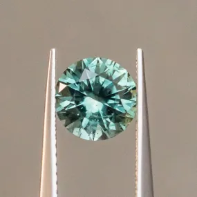 2.25CT ROUND PRECISION CUT MONTANA SAPPHIRE, MEDIUM GREENISH TEAL, 7.74X5.13MM