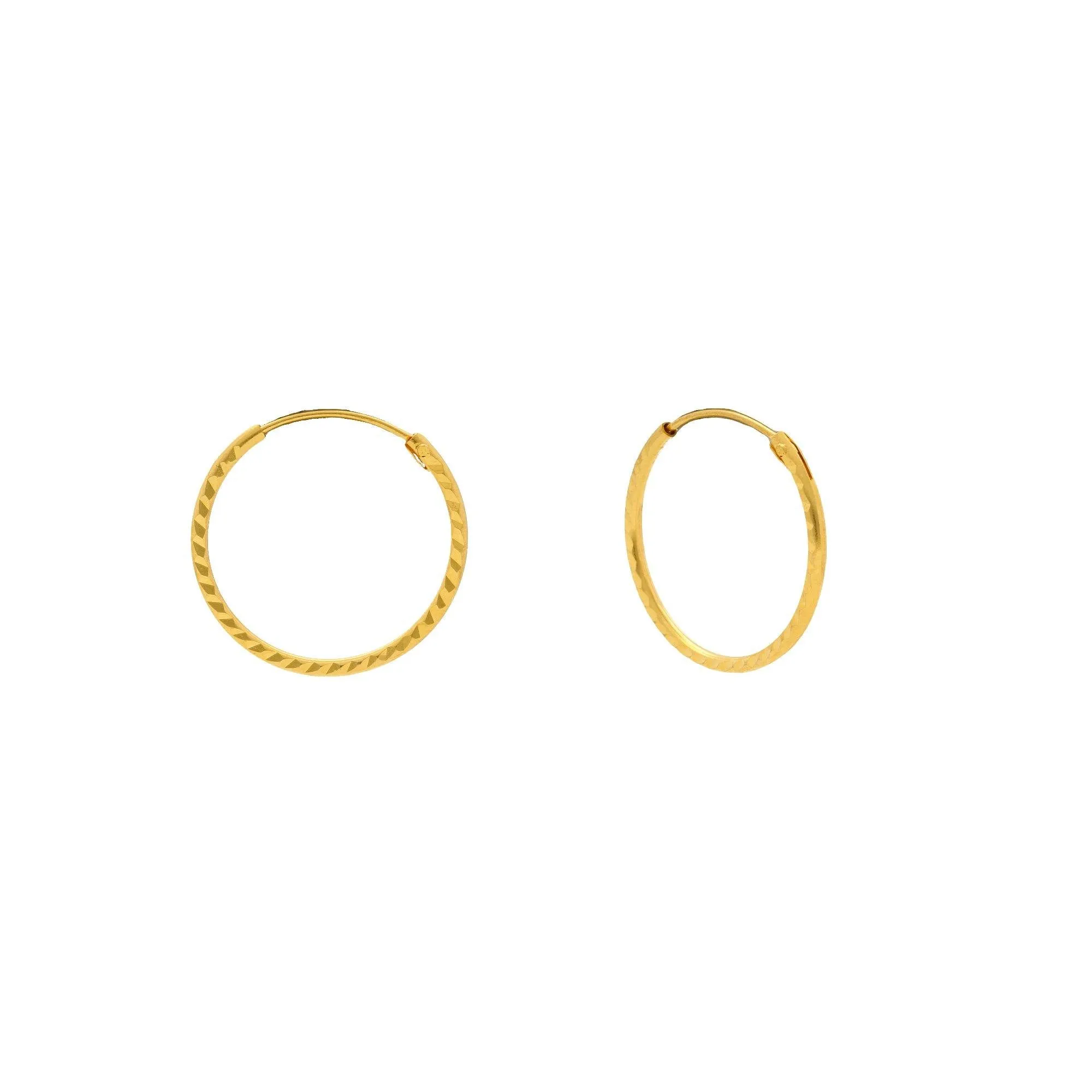 22K Yellow Gold Hammered Hoops, 1.7 Grams