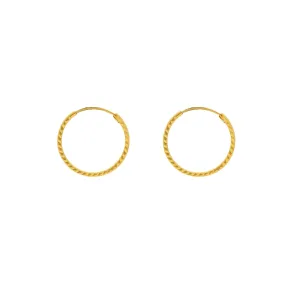 22K Yellow Gold Hammered Hoops, 1.7 Grams