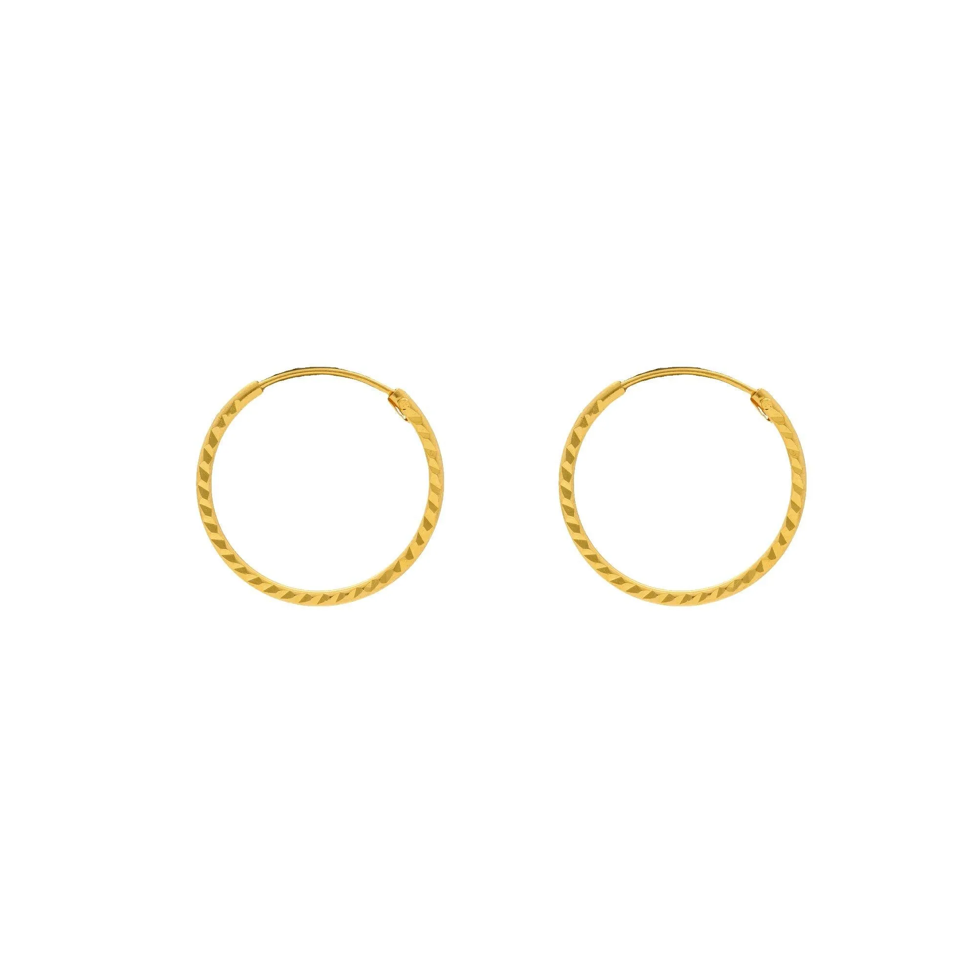 22K Yellow Gold Hammered Hoops, 1.7 Grams