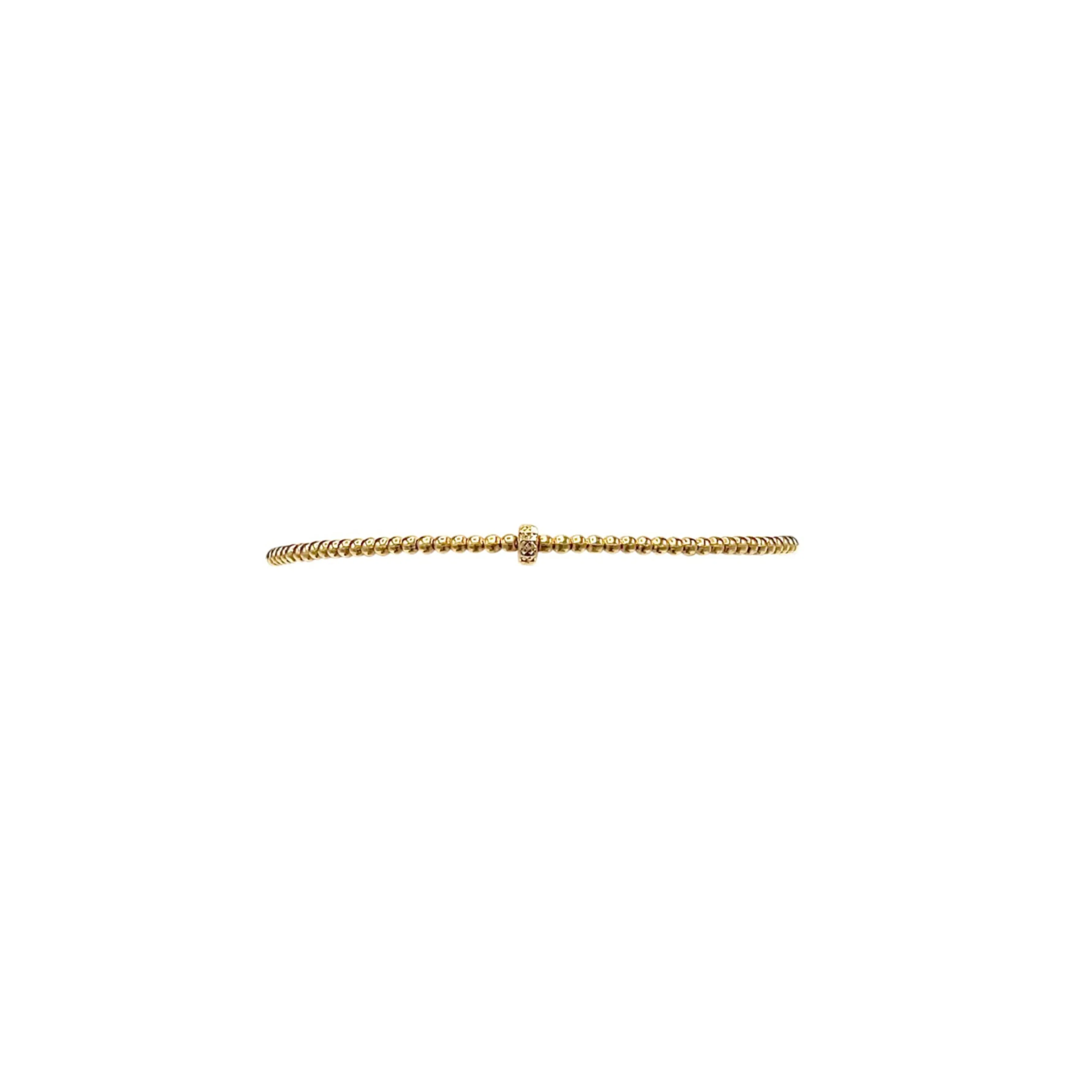 2MM Signature Bracelet with Large 14K Gold Rondelle Pattern