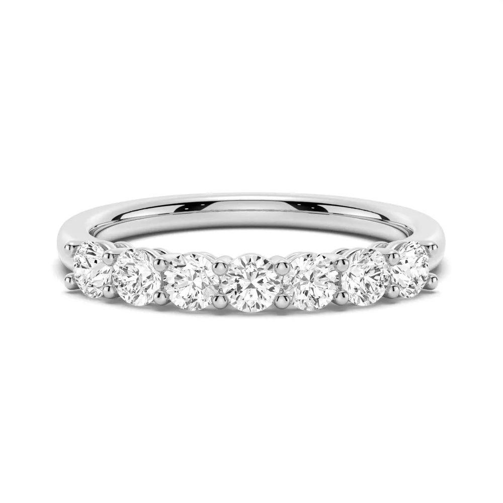 3mm 7 Stone French Pave Moissanite Wedding Band