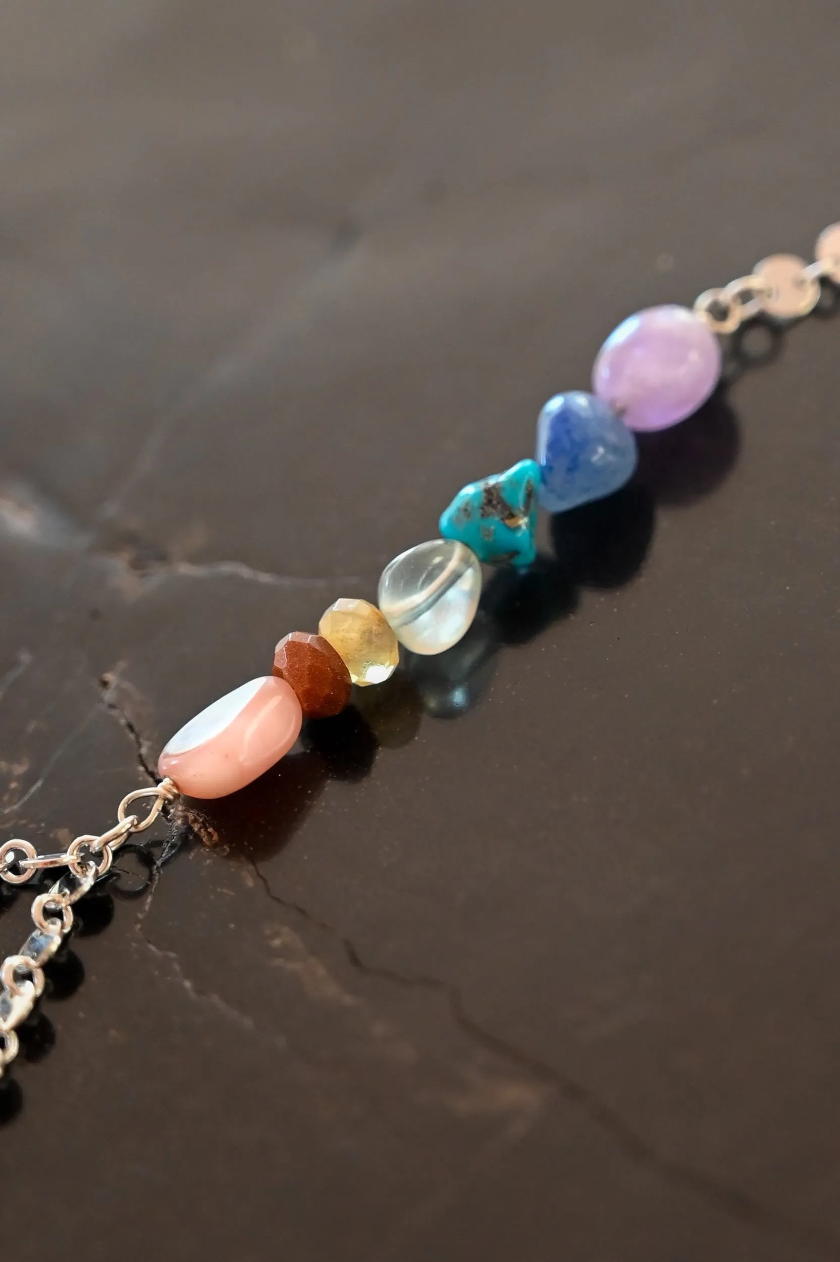 7 Chakra Aligned Silver Hand Chain