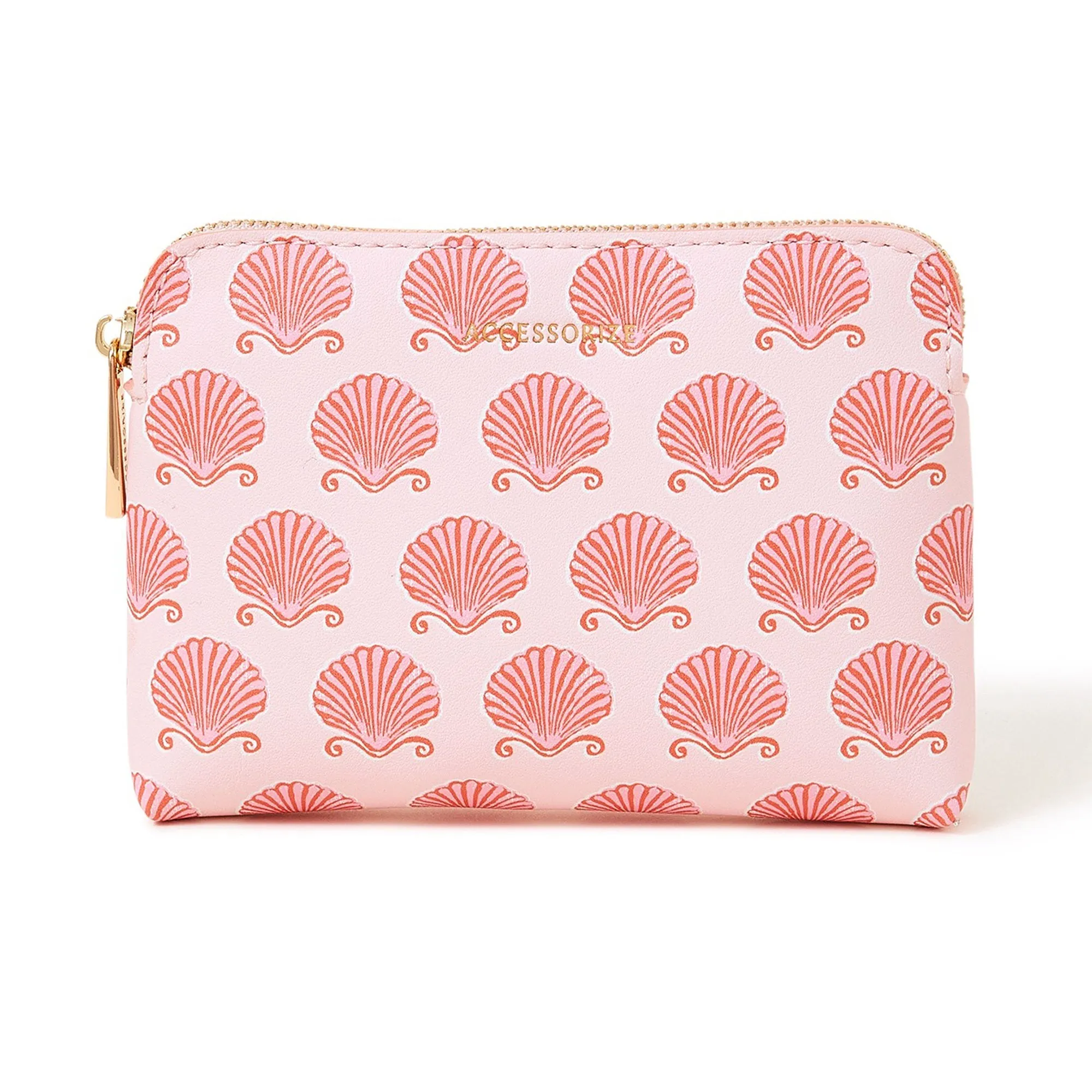 Accessorize London Women's Faux Leather Pink Shell Printed Coinpurse