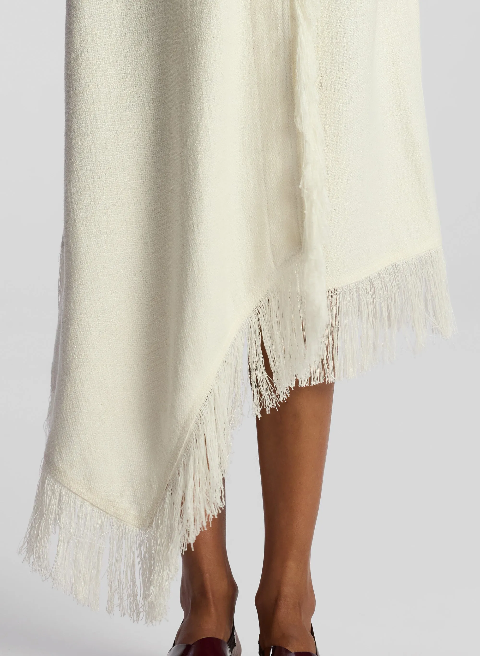 Amelie Fringe Wrap Midi Skirt