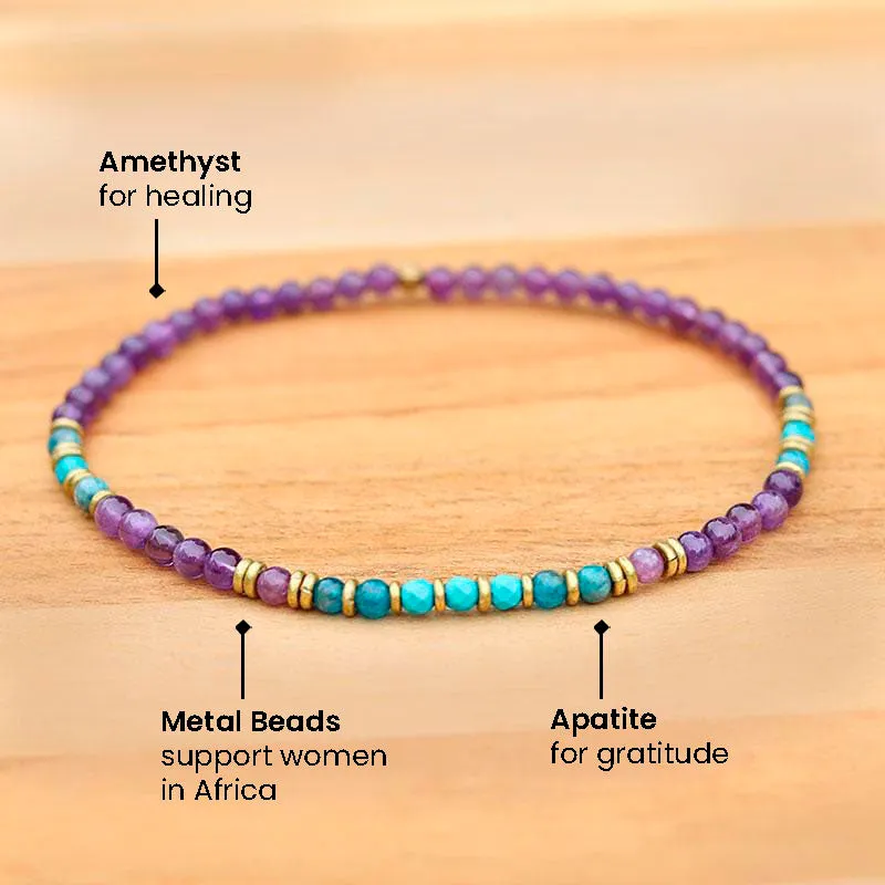 Amethyst and Apatite Delicate Anklet