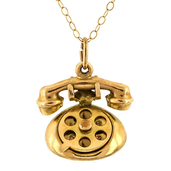 Antique Telephone Charm Pendant