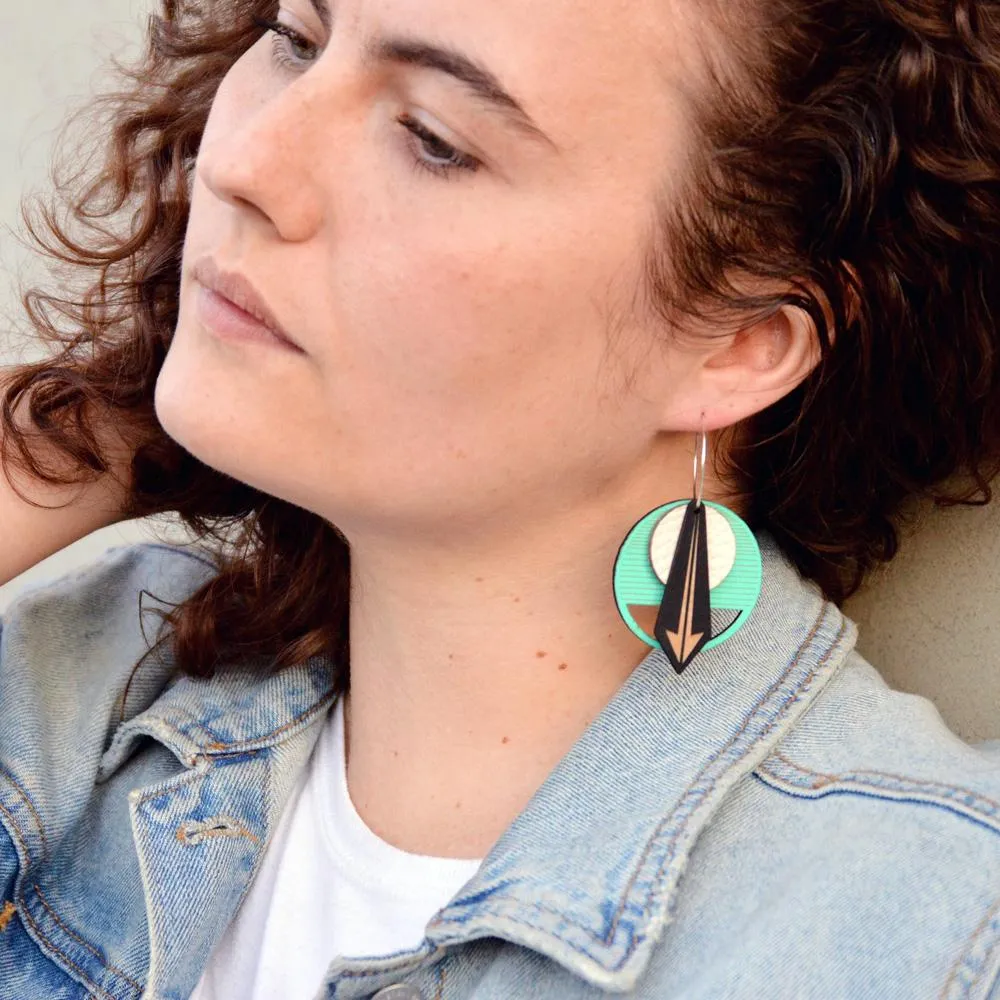 Architectural Lightweight Leather   Birch earring: Arrow