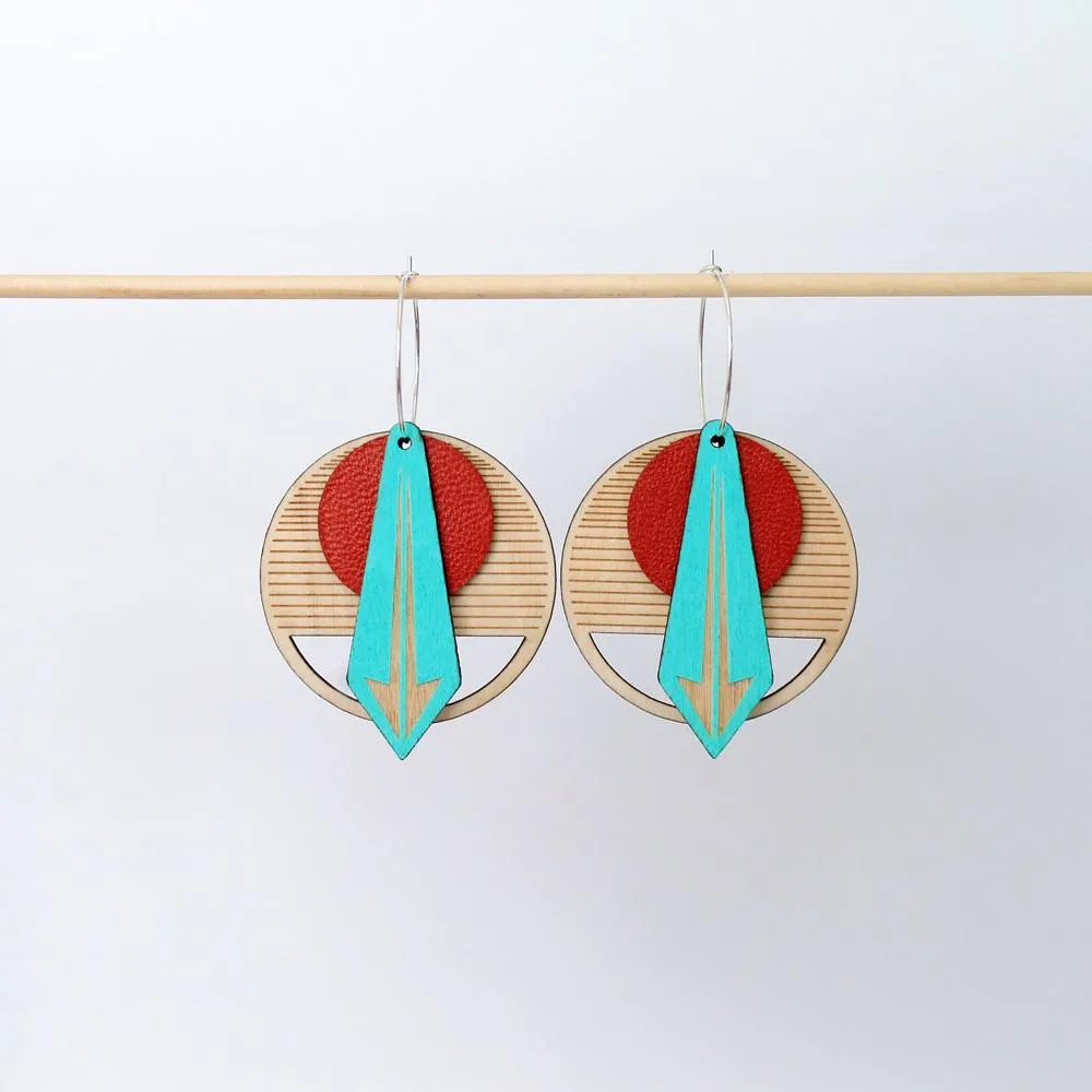 Architectural Lightweight Leather   Birch earring: Arrow