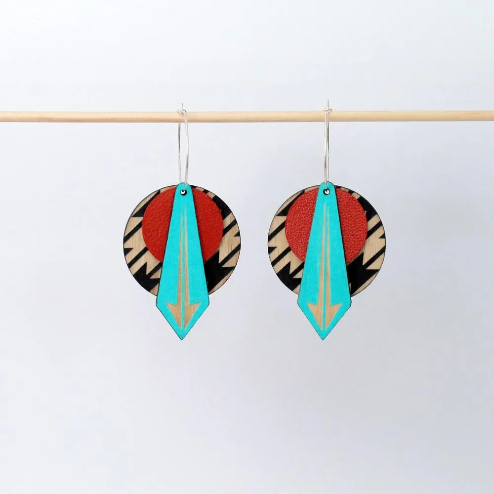 Architectural Lightweight Leather   Birch earring: Arrow