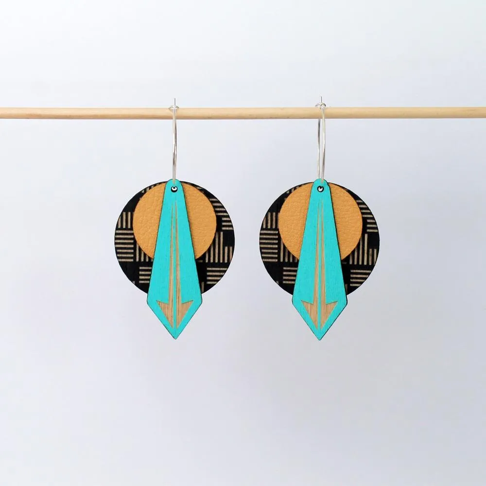 Architectural Lightweight Leather   Birch earring: Arrow