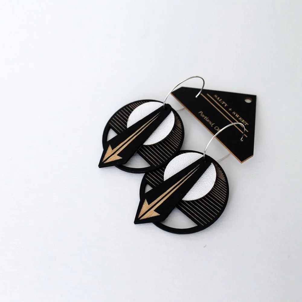 Architectural Lightweight Leather   Birch earring: Arrow