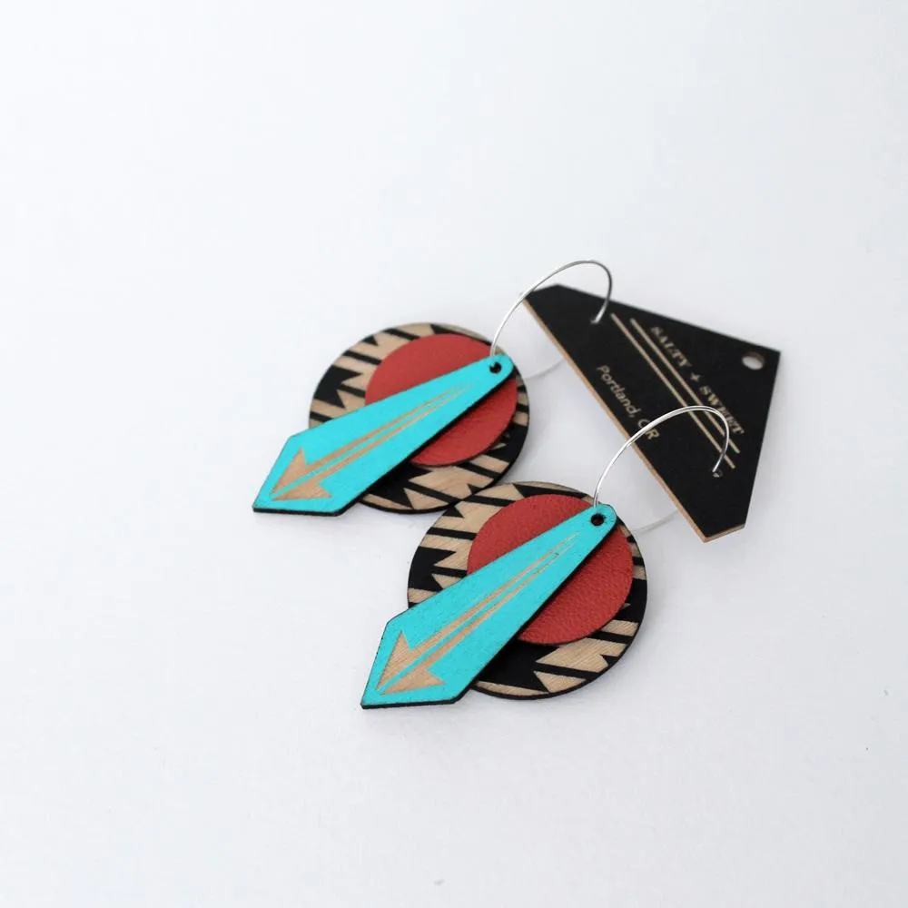 Architectural Lightweight Leather   Birch earring: Arrow