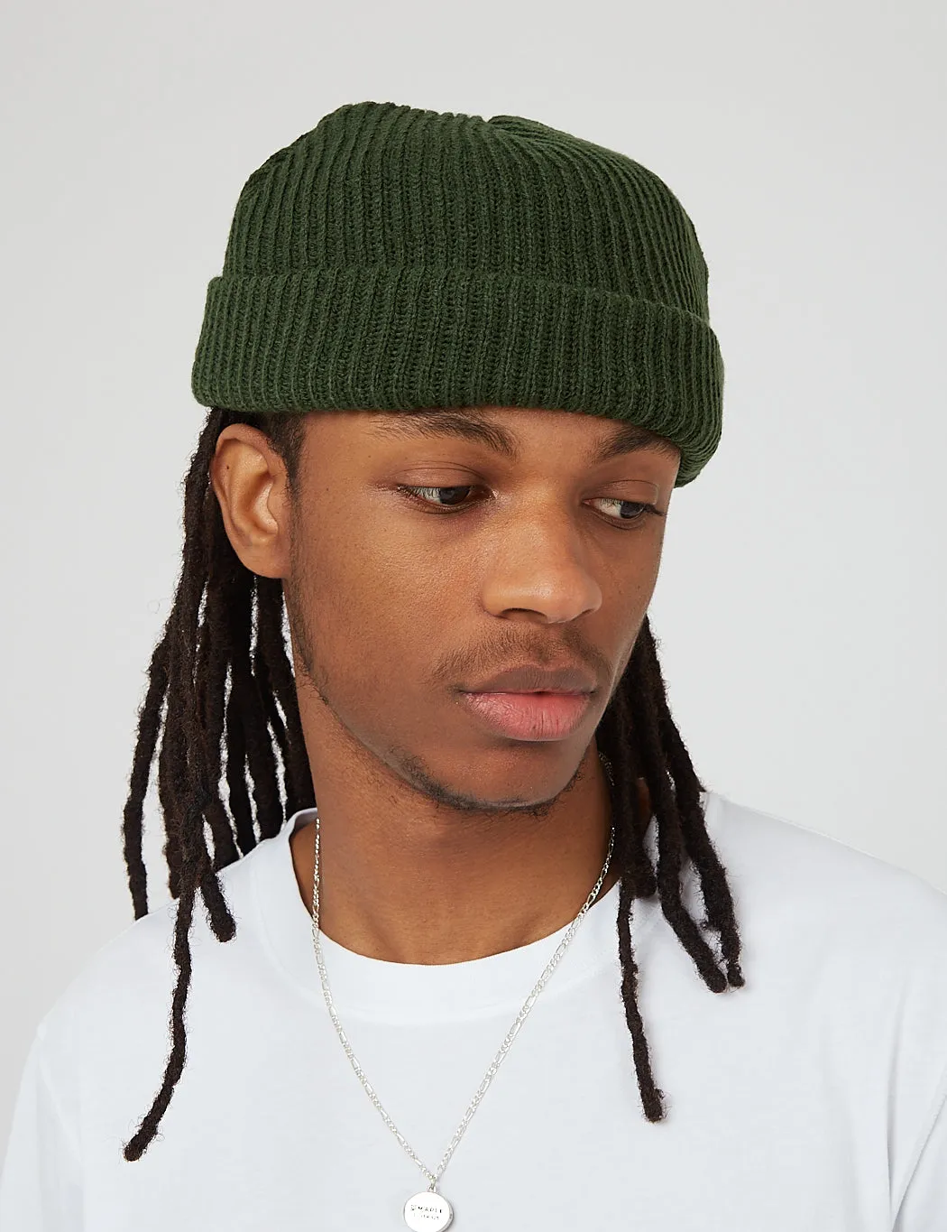 Article. Fisherman Rib Beanie Hat - Olive Green