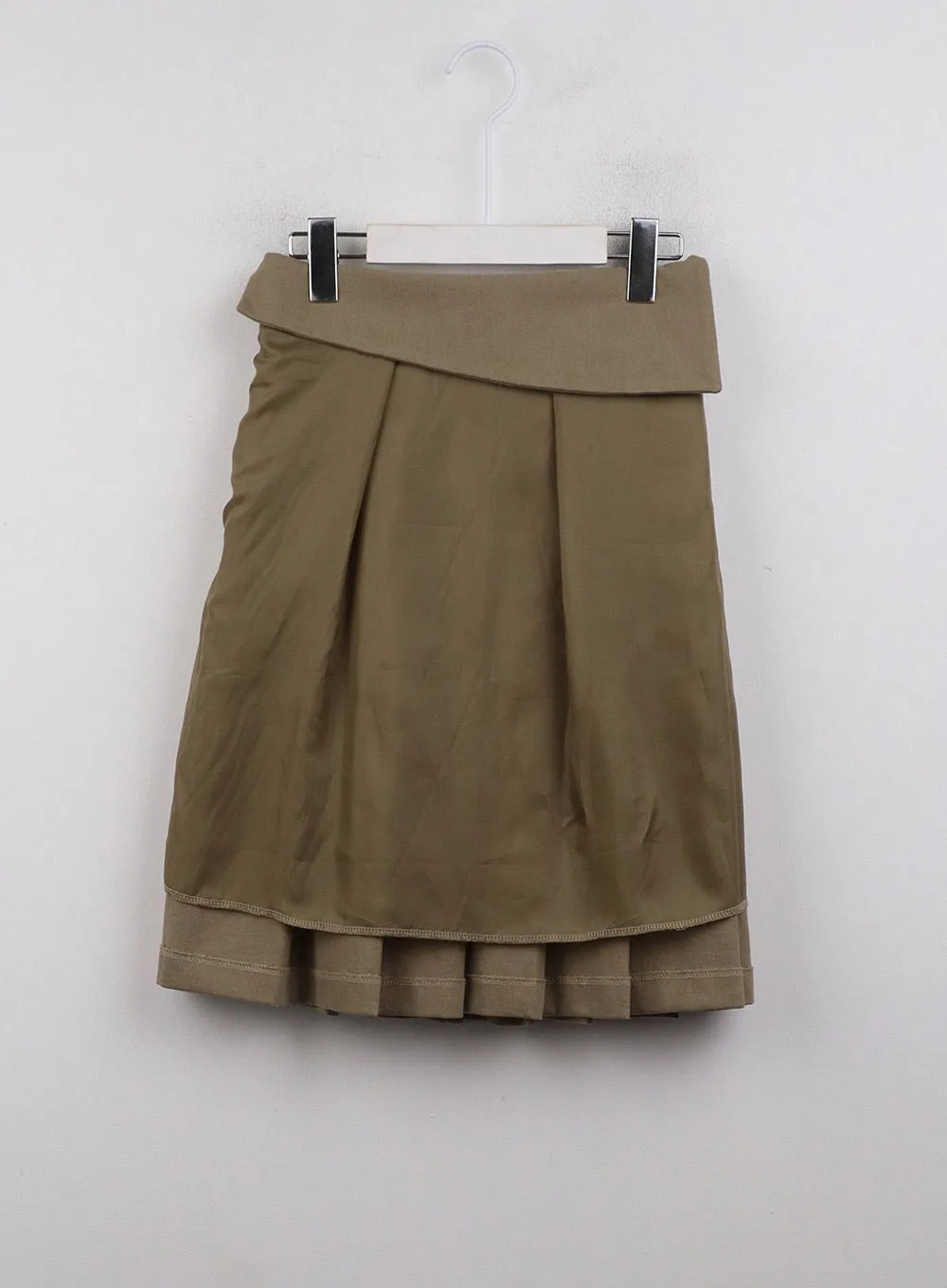 Asymmetrical Band Pleated Midi Skirt CJ410