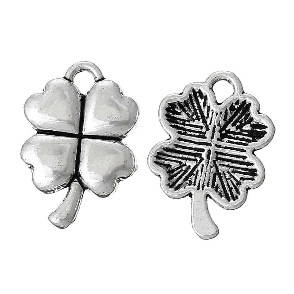 AVBeads Nature Celtic Luck Clover Silver 15mm x 11mm Metal Charms 10pcs