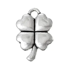 AVBeads Nature Celtic Luck Clover Silver 15mm x 11mm Metal Charms 10pcs