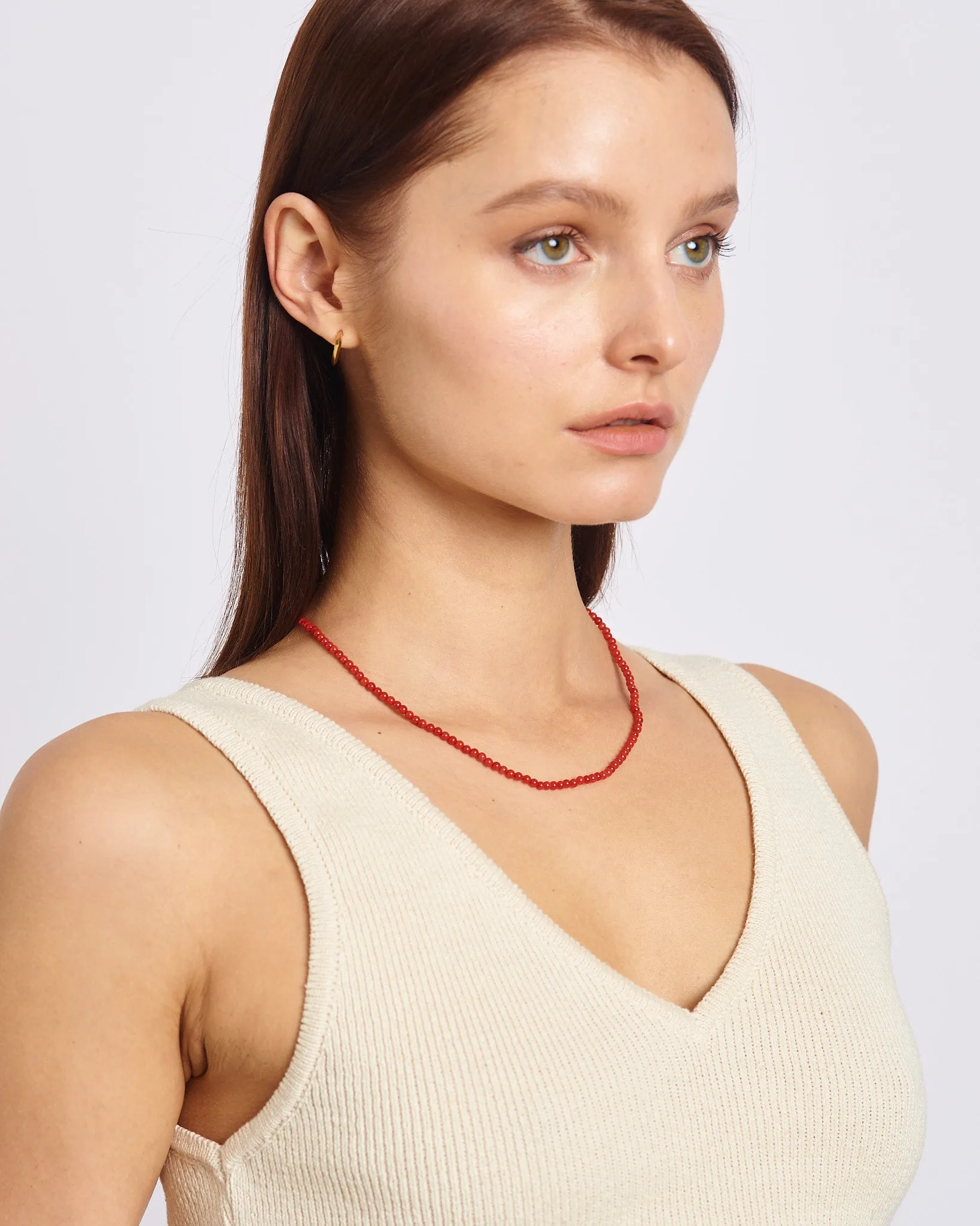 Bamboo Necklace in Red Coral