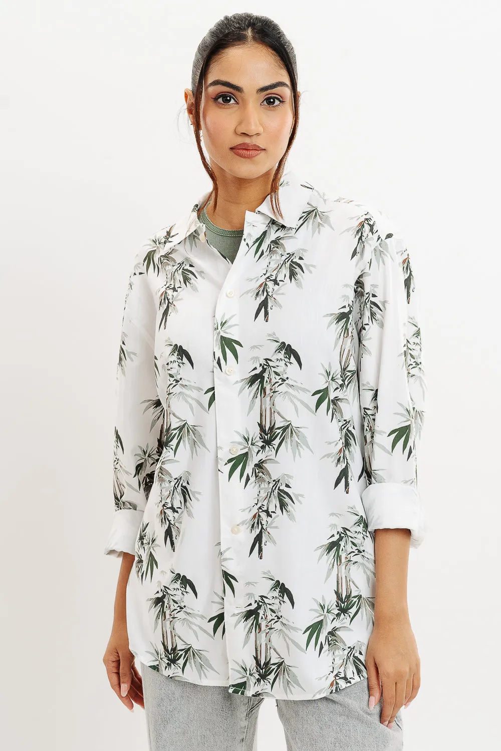 Bamboo Print Full Sleeves Women's Shirt