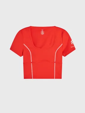 BARRY'S X BANDIER FIERY RED SPORT CROP SHORT SLEEVE