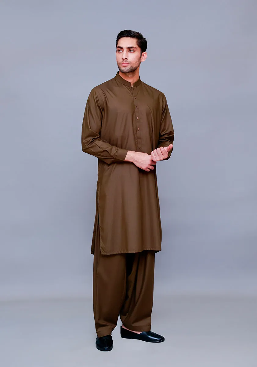 Basic Poly Viscose  Dark Olive  Classic Fit Suit