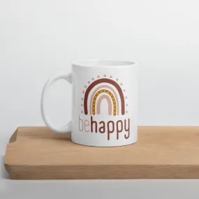 Be Happy Rainbow White Mug