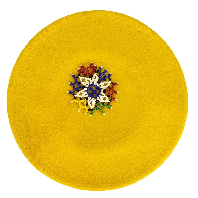 Beaded Beret Yellow