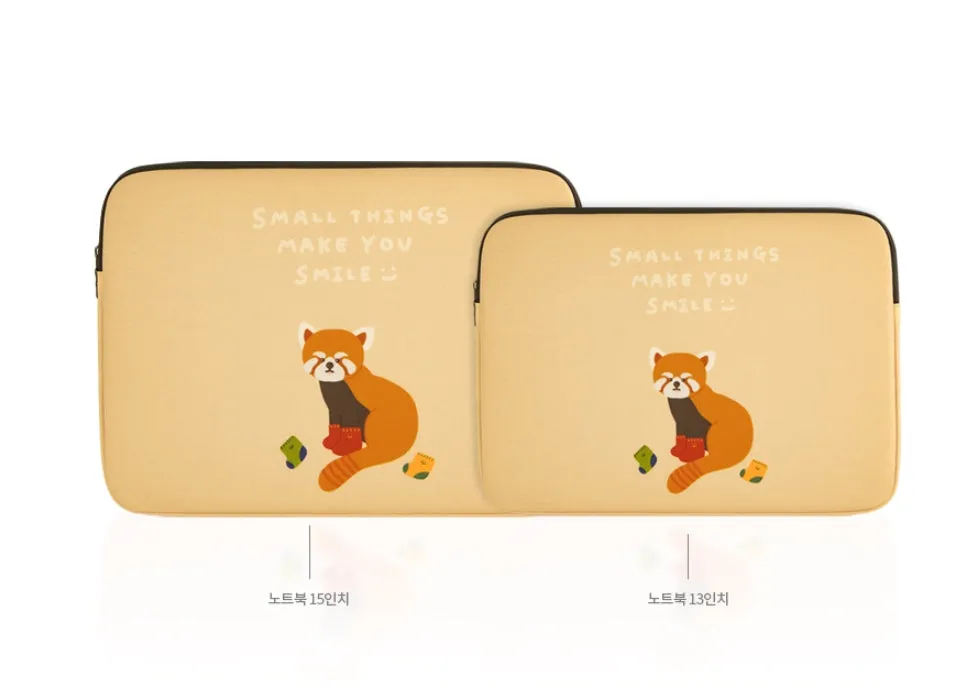 Beige Red Panda Raccoons Graphic Laptop Sleeves 13 15 inch Cases Protective Covers Handbags Square Pouches Designer Artist Prints Cute School Collage Office Lightweight