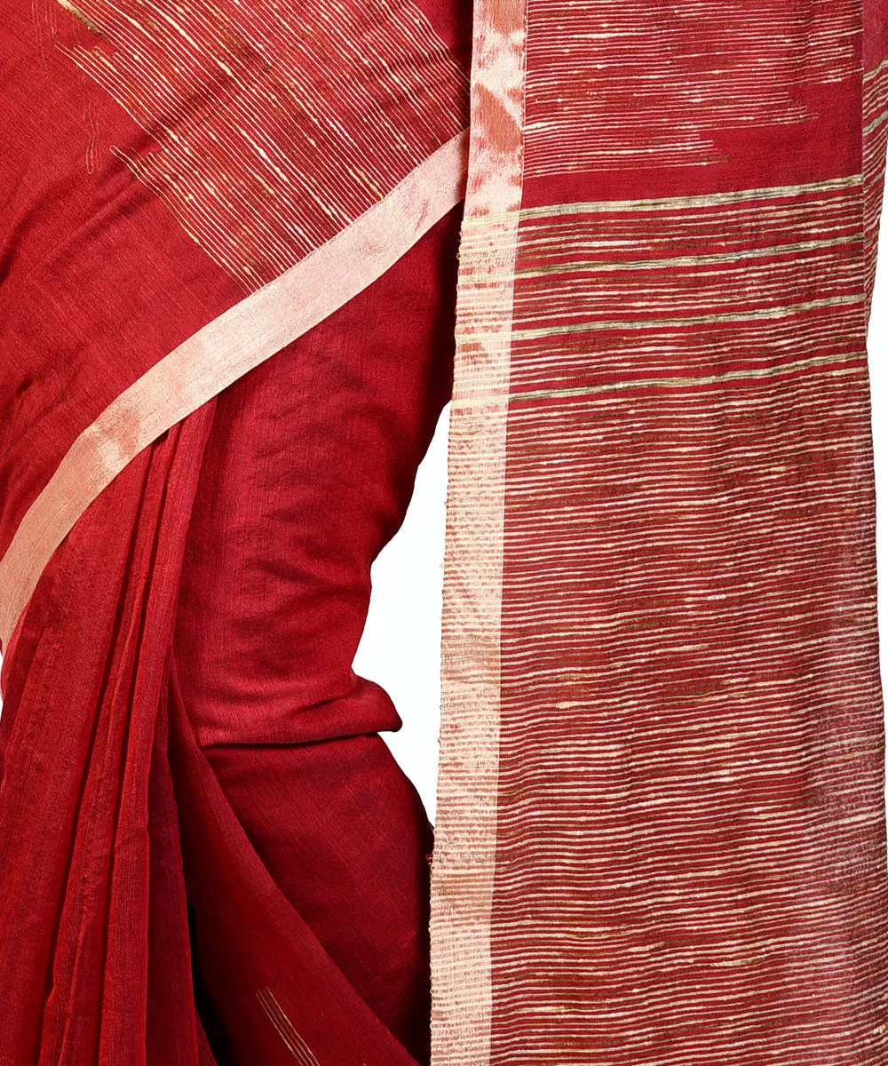 Bengal Handloom Dark Red Sico Saree