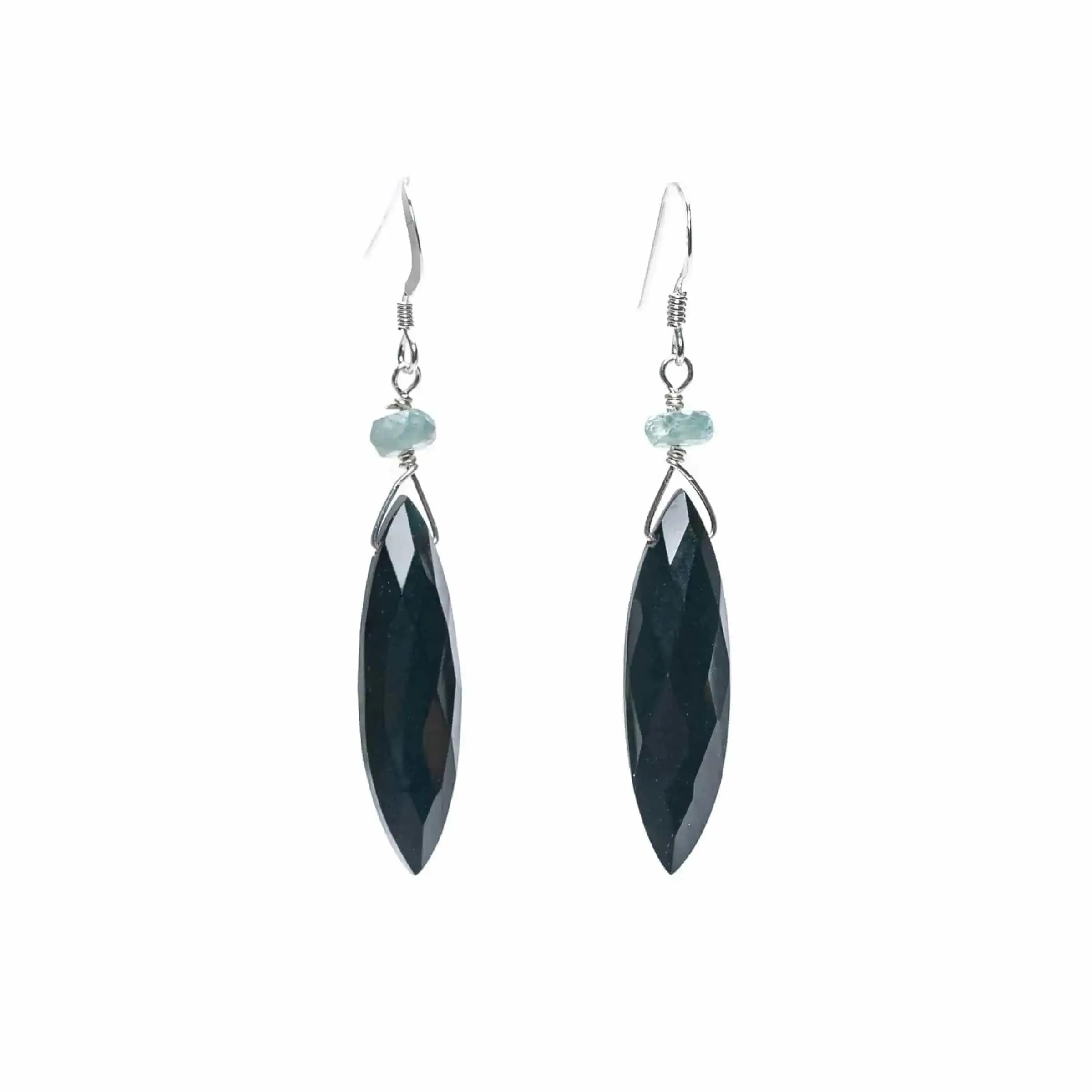 Black Onyx and Aquamarine earrings