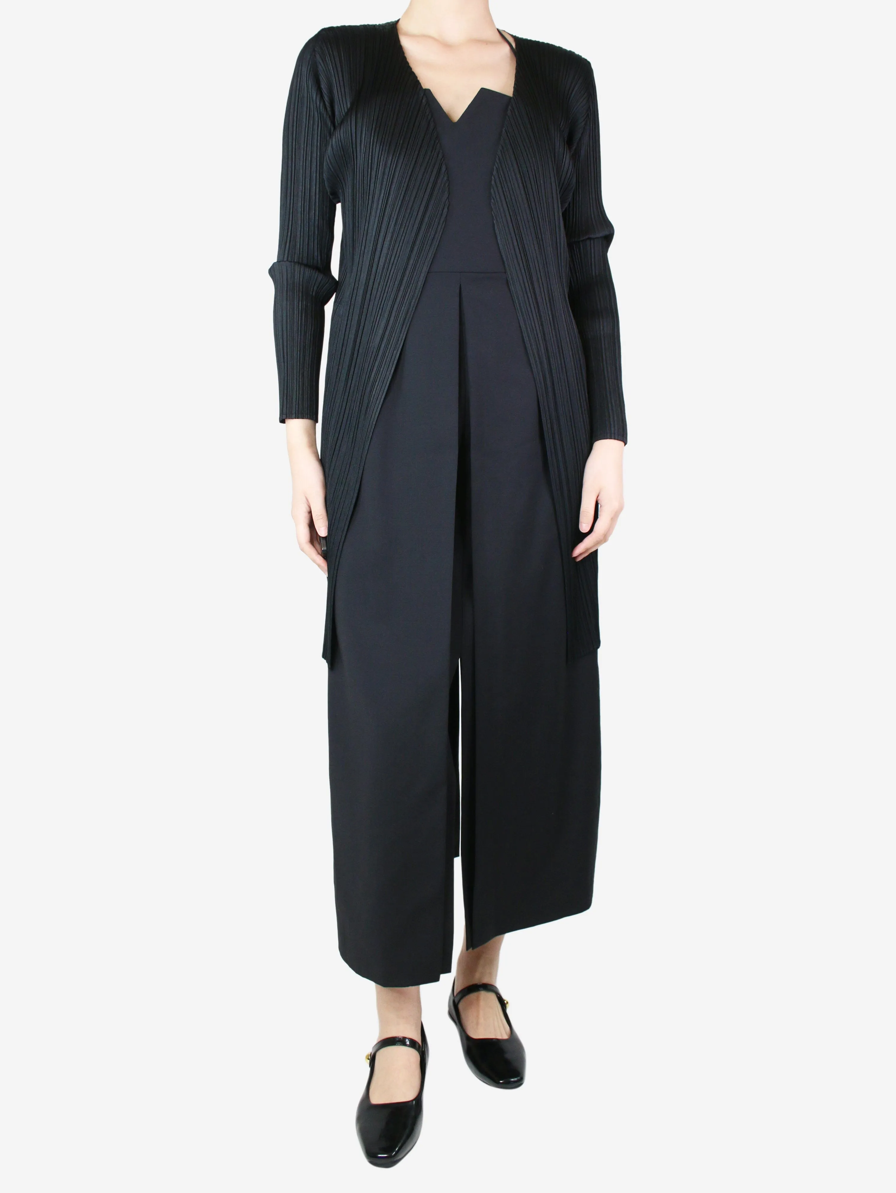 Black pleated long cardigan - Brand size 3