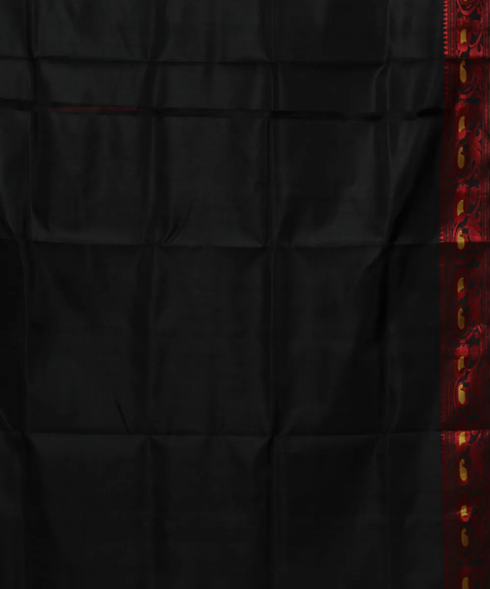 Black red handwoven silk baluchari saree