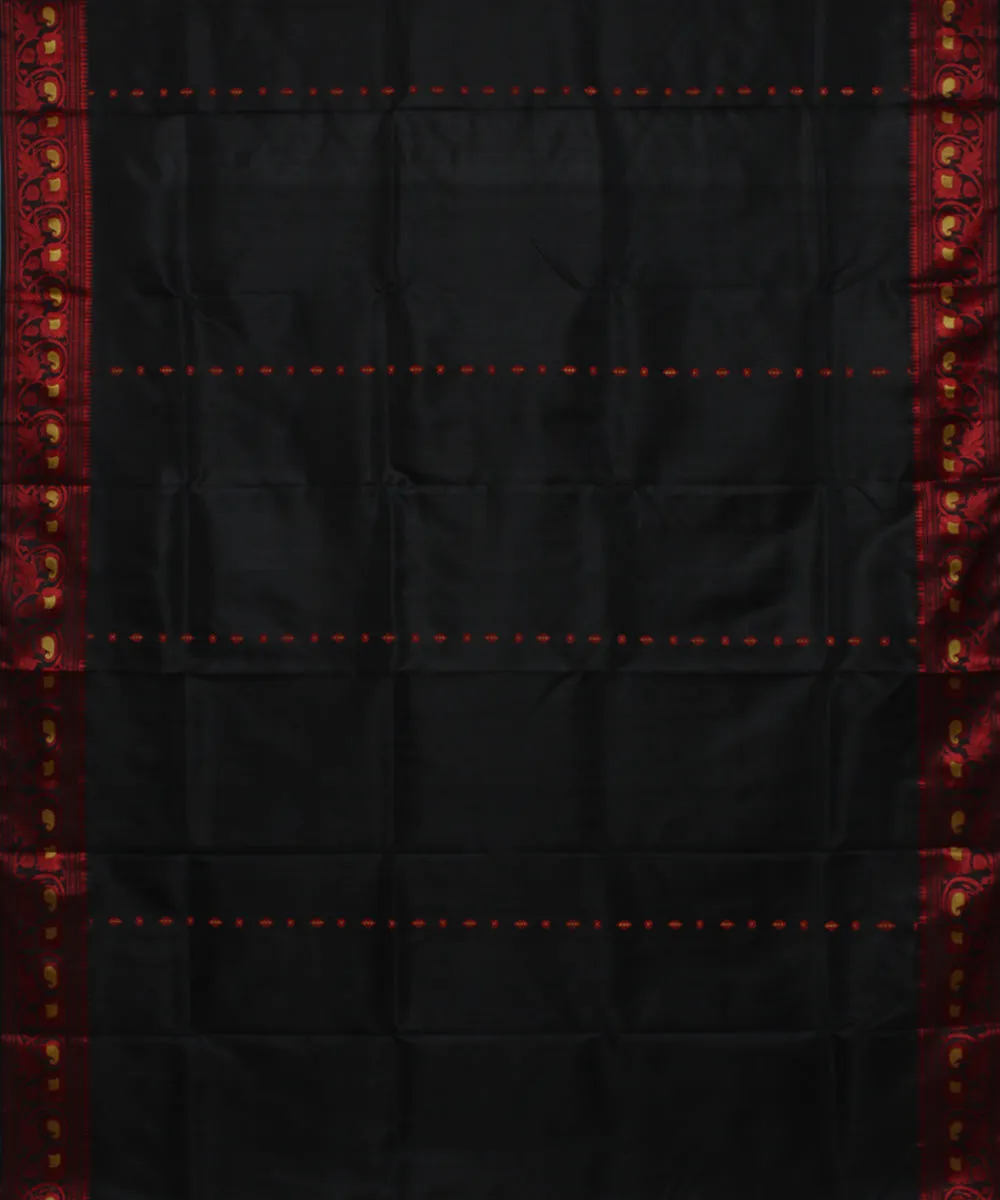 Black red handwoven silk baluchari saree