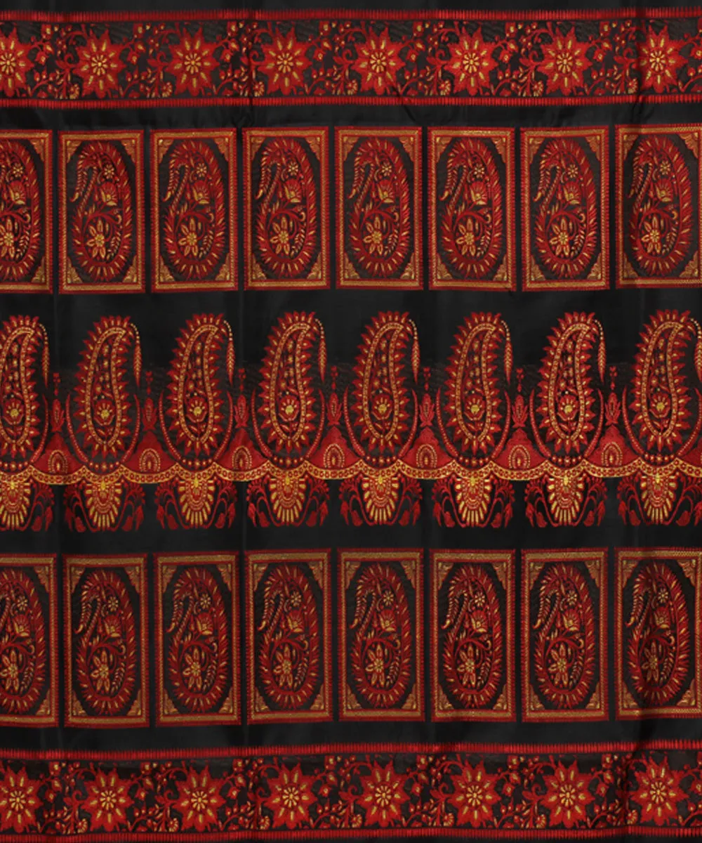 Black red handwoven silk baluchari saree