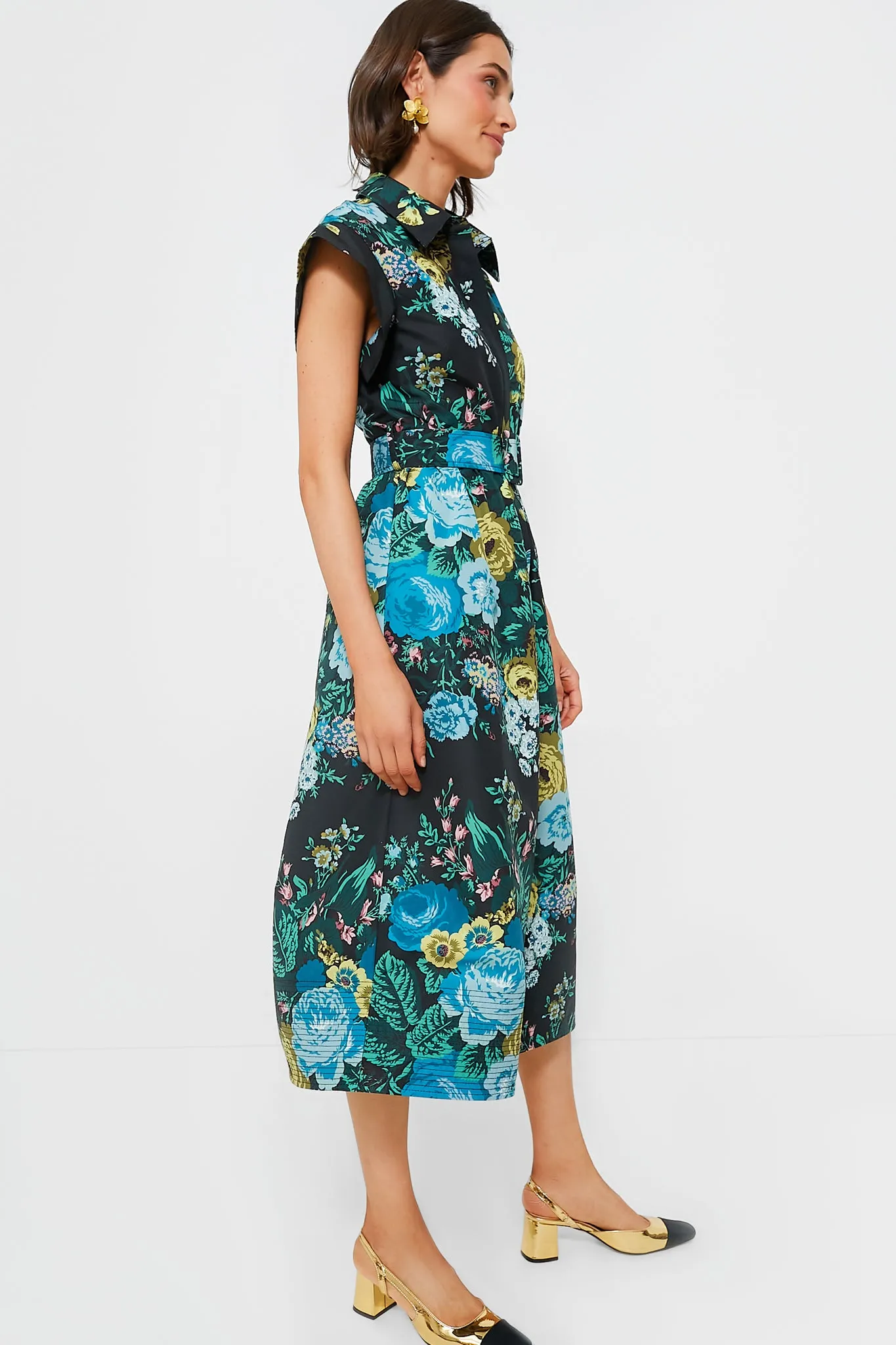 Black Verdant Floral Chloe Dress