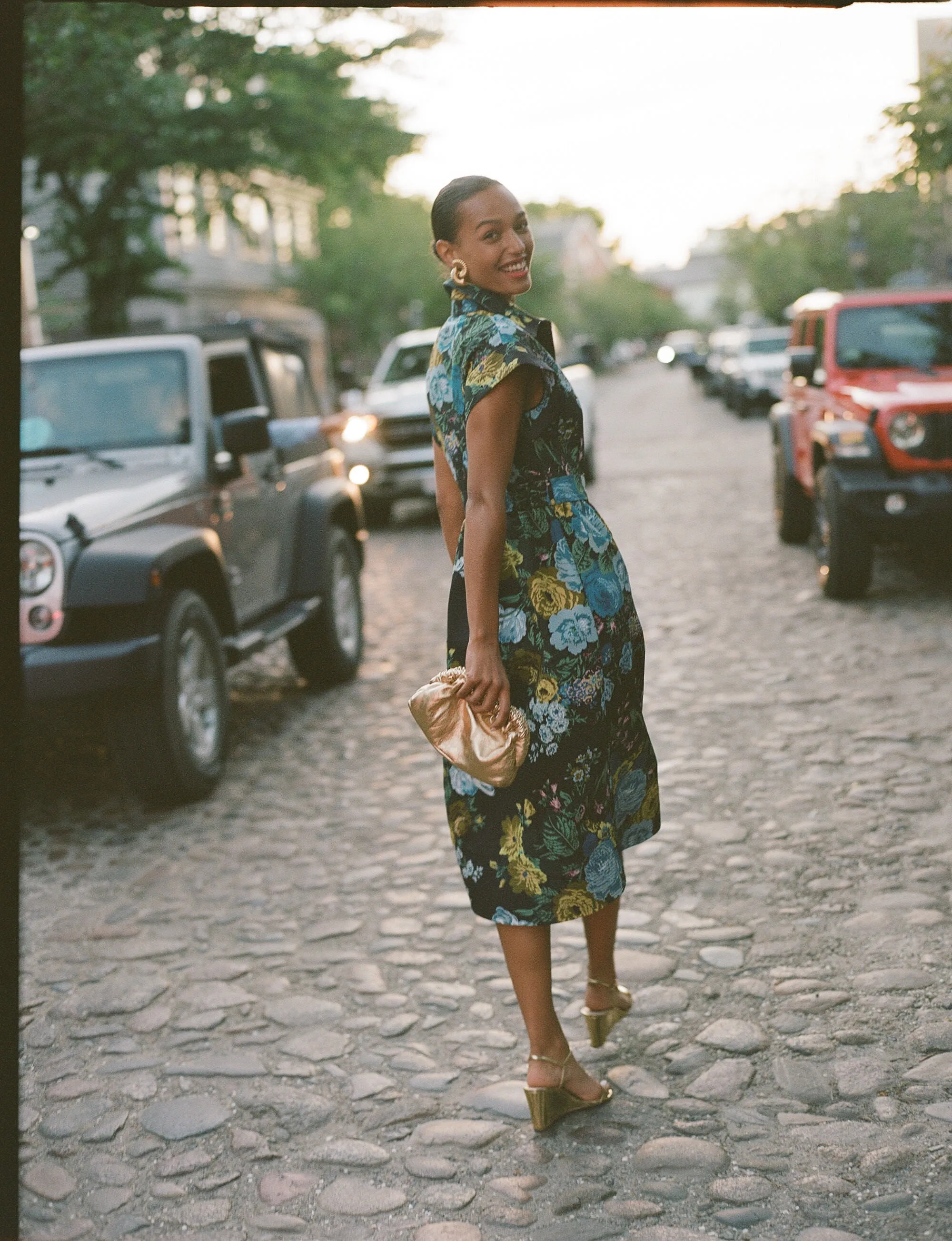 Black Verdant Floral Chloe Dress