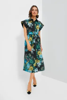 Black Verdant Floral Chloe Dress