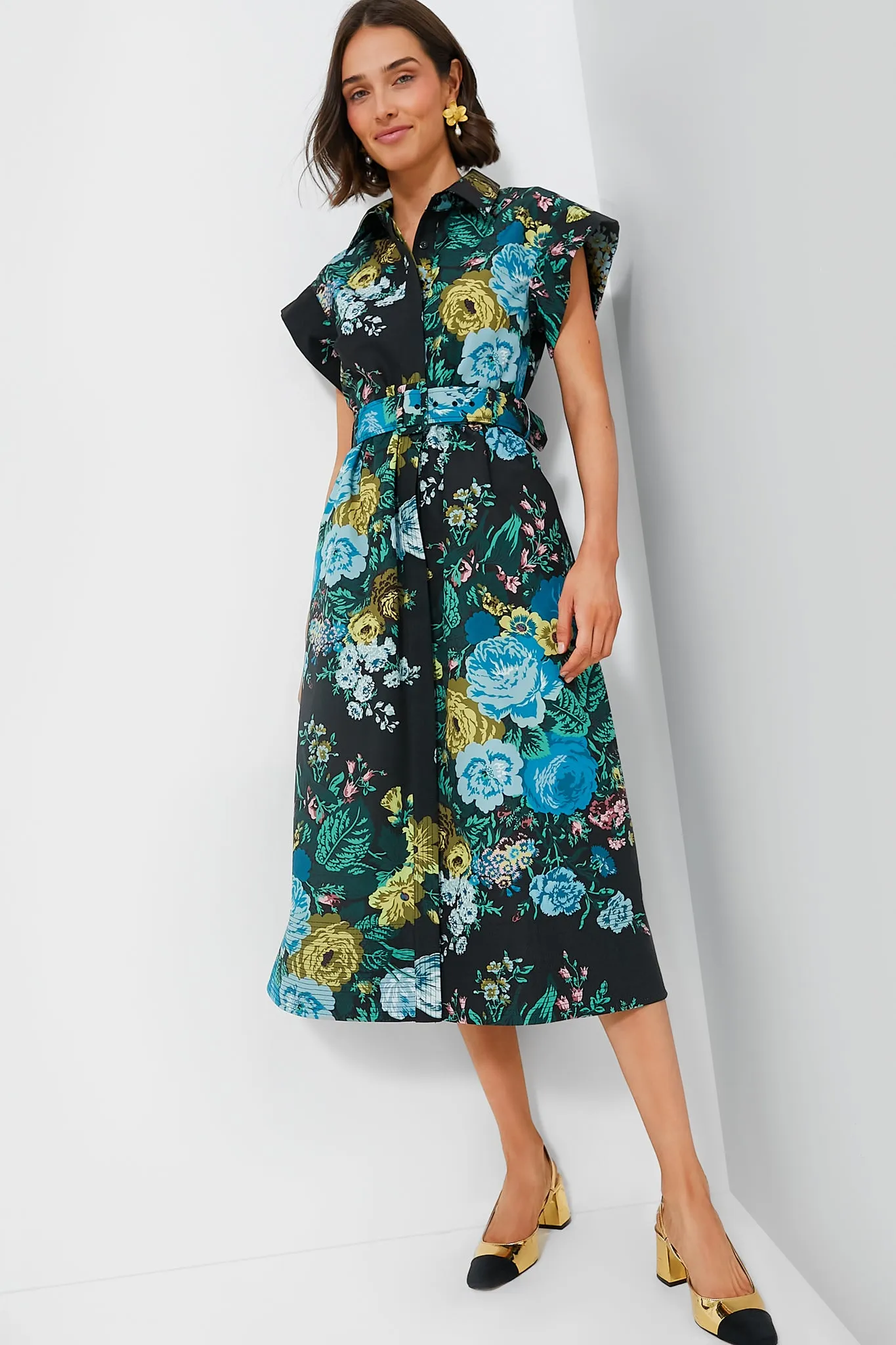 Black Verdant Floral Chloe Dress