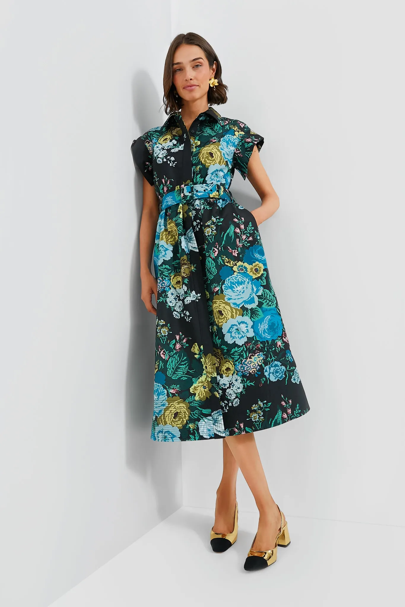 Black Verdant Floral Chloe Dress