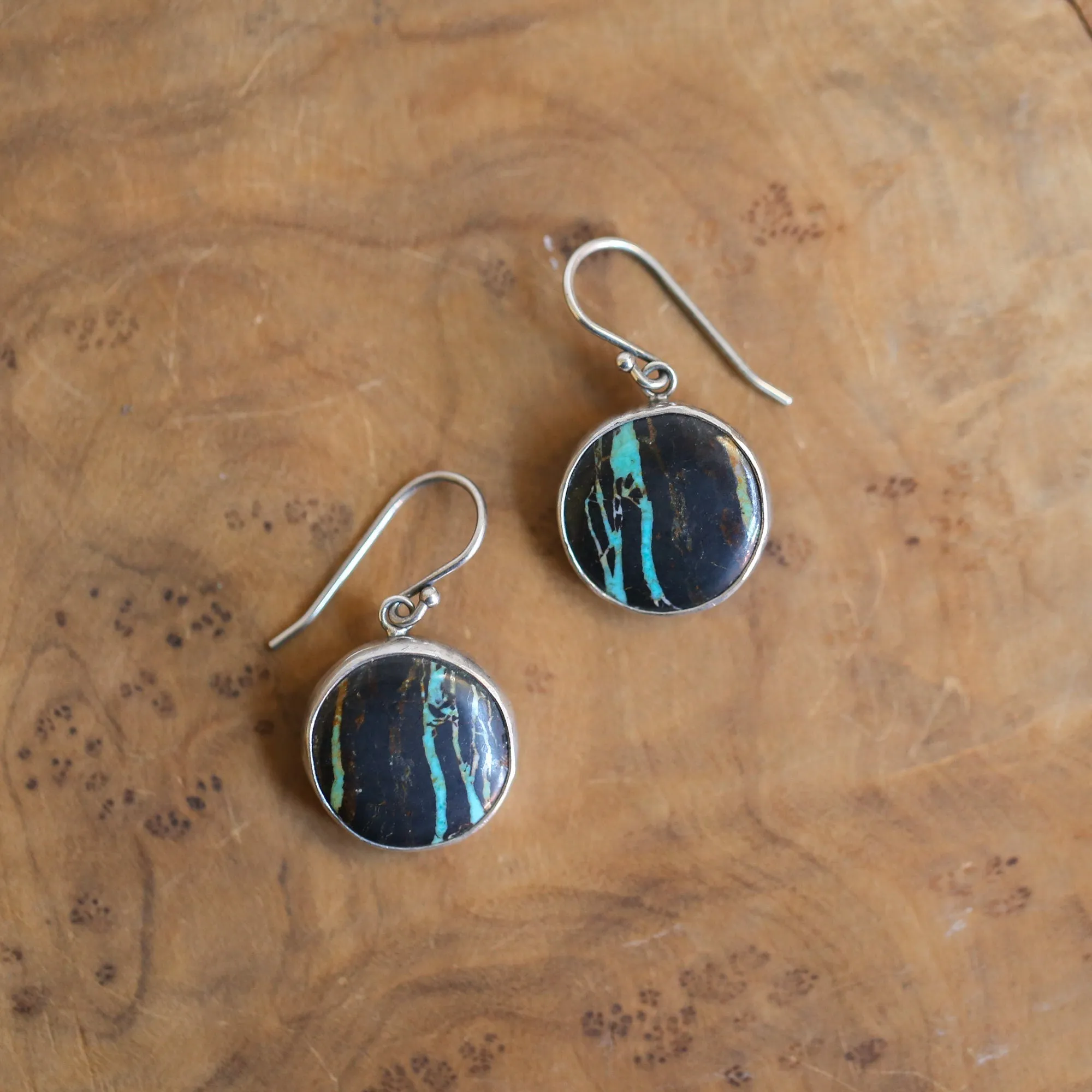 BlackJack Turquoise Drop Earrings -  Choose Your Pair - Black Jack - Sterling Silver