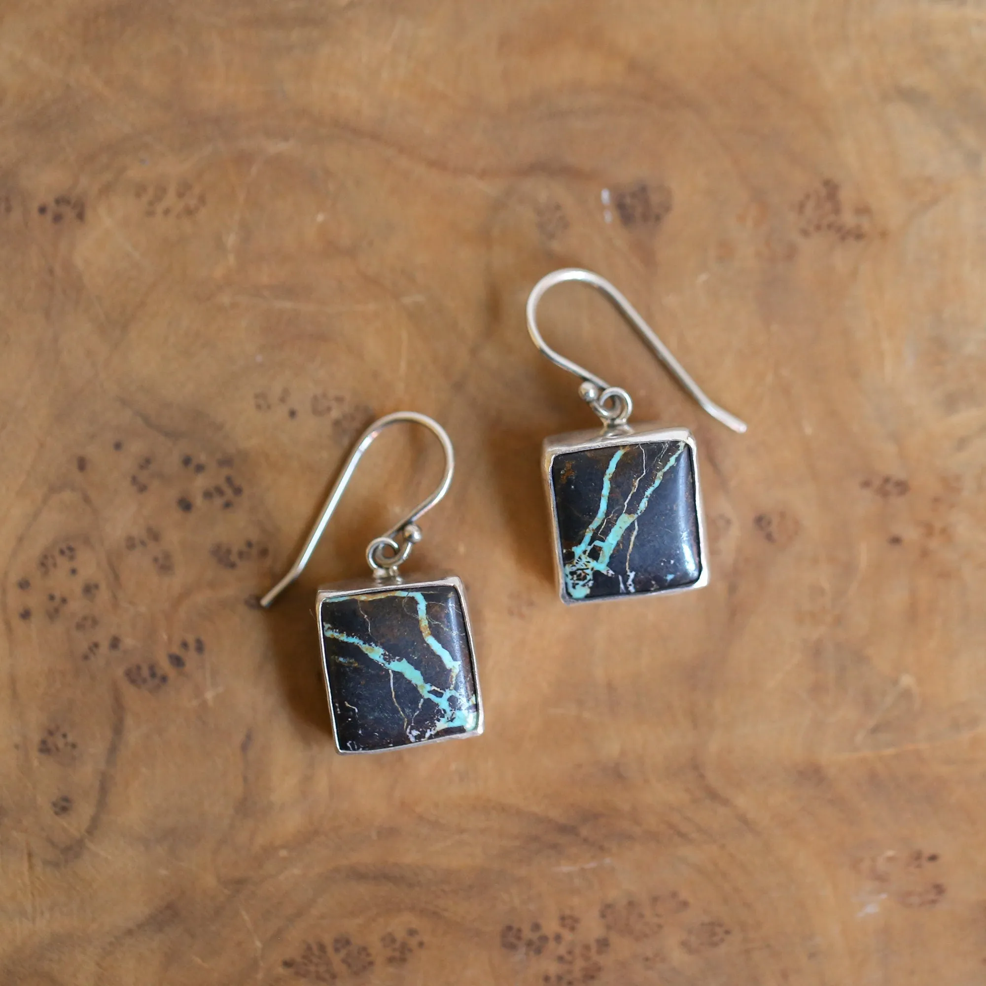 BlackJack Turquoise Drop Earrings -  Choose Your Pair - Black Jack - Sterling Silver