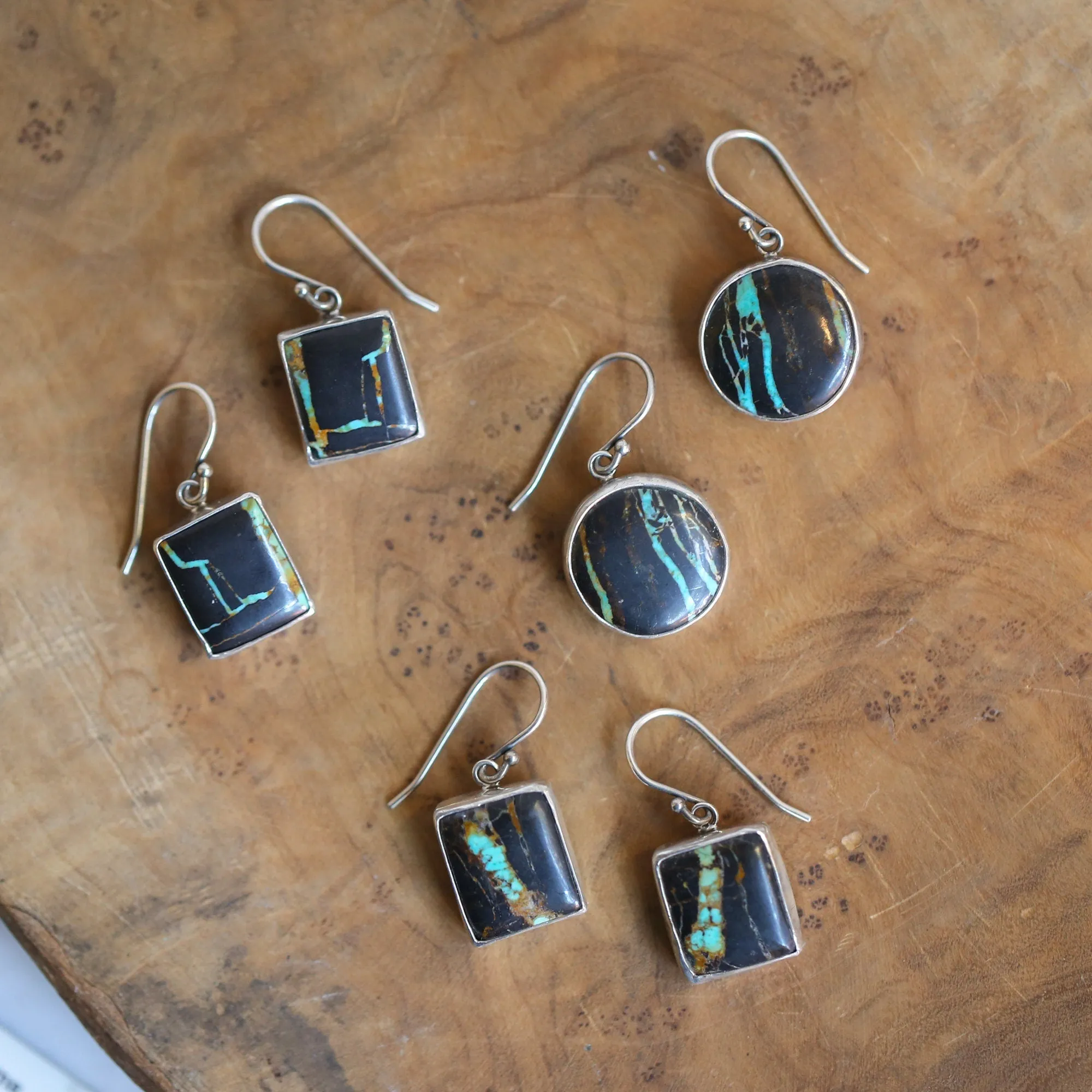 BlackJack Turquoise Drop Earrings -  Choose Your Pair - Black Jack - Sterling Silver